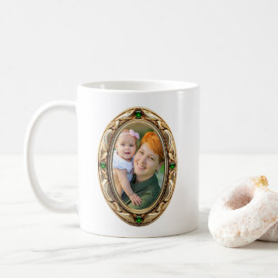 Neppige smaragd en gouden ovale ingelijste foto's koffiemok