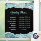 Neppige turquoise glittersjabloon openingstijden r raamsticker (Huis)
