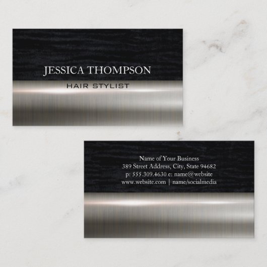 Neppige zwarte veloursprint | Metaal Visitekaartje (Voorkant / Achterkant)