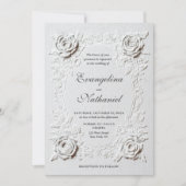 Neppregouden Rozen Elegant Script Formeel Huwelijk Kaart (Voorkant)