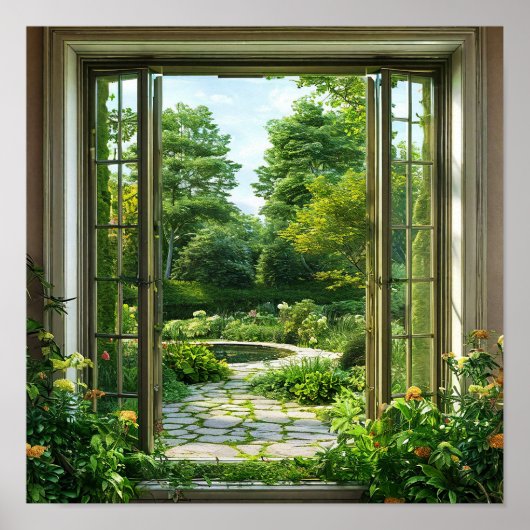 Nepraam Lush Groen Landschap Muurkunst Poster (Voorkant)