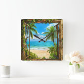 Nepraam Zomer Strand Huisdecoratie Vierkante Klok (Huis)