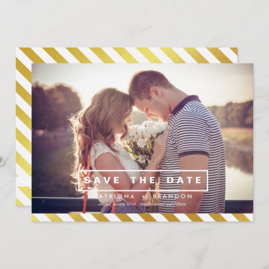 NEPS GOUDFOLIE FOTO SAVE THE DATE-AANKONDIGING SAVE THE DATE (Voorkant / Achterkant)