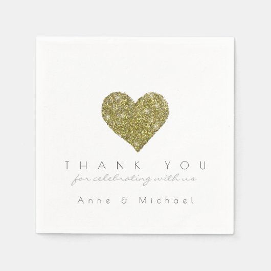 nepschitterende liefdeshart bruiloftsreceptie fees servetten (Voorkant)