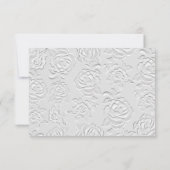 Nepshoofd witte rozen trouw-RSVP kaart (Achterkant)