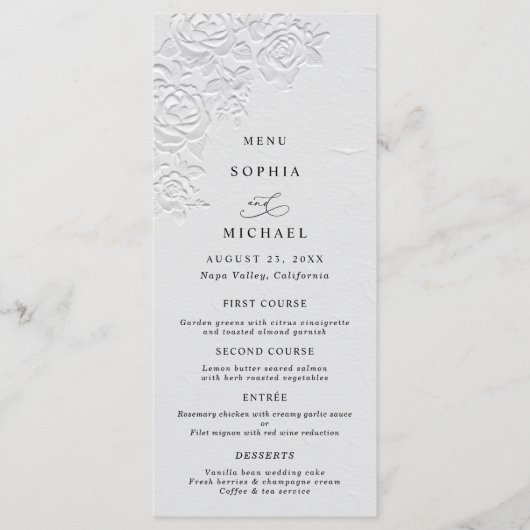 Nepshout Bruidstaflat Menu Met Witte Rozen (Voorkant)