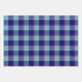 Neptune and Gulf Blue Plaid Inpakpapier Vel