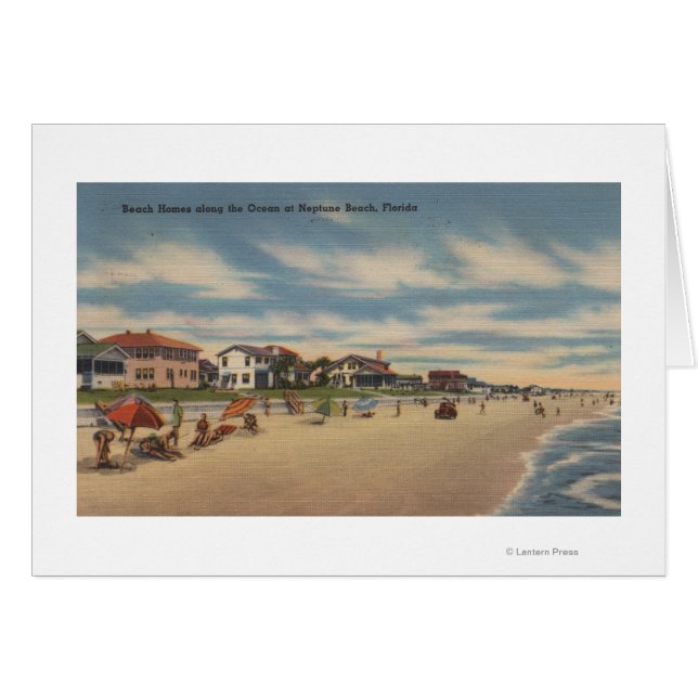 Neptune Beach, FL - Uitzicht van Ocean Front Homes (Voorkant Horizontaal)