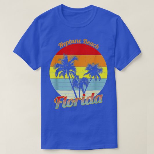 Neptune Beach Florida Retro Tropical Palm Trees Va T-shirt (Design voorkant)