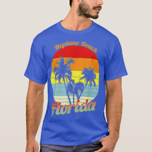 Neptune Beach Florida Retro Tropical Palm Trees Va T-shirt