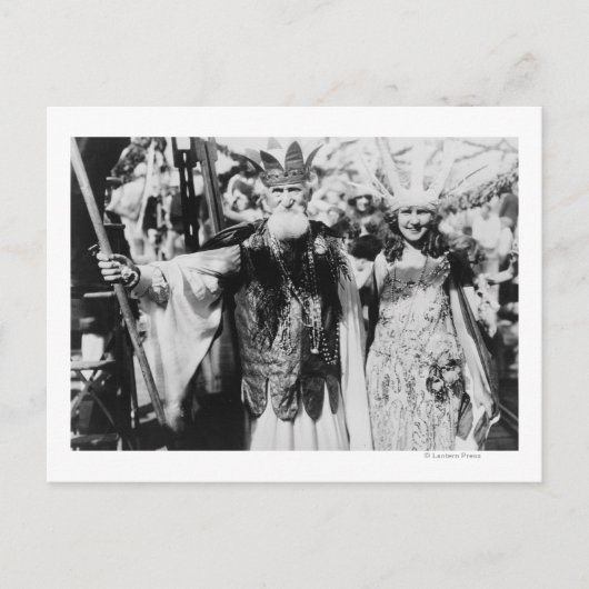 Neptune en Miss America op Carnival Foto Briefkaart (Voorkant)
