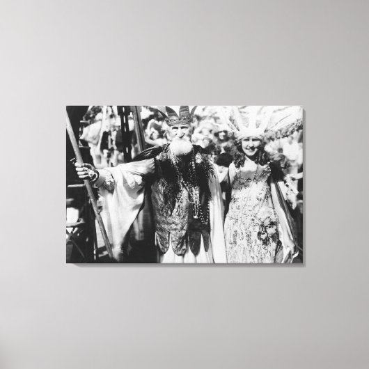Neptune en Miss America op Carnival Foto Canvas Afdruk (Voorkant)