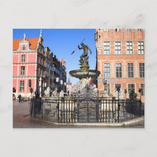 Neptune fontain in de stad Gdansk Briefkaart