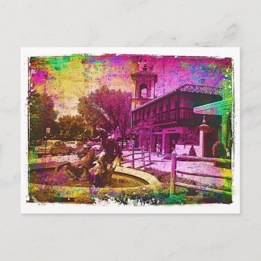 Neptune Fountain Colorful Grunge Briefkaart (Voorkant)