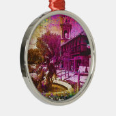  Neptune Fountain Colorful Grunge Metalen Ornament (Rechts)