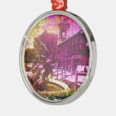  Neptune Fountain Colorful Grunge Metalen Ornament (Links)