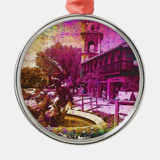  Neptune Fountain Colorful Grunge Metalen Ornament (Voorkant)