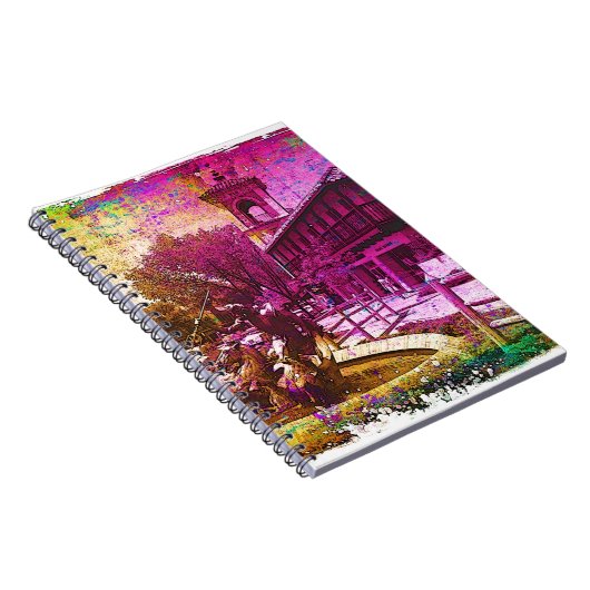 Neptune Fountain Colorful Grunge Notitieboek (Rechterzijde)