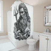 Neptune God - Black Marble Art Douchegordijn (In situ)