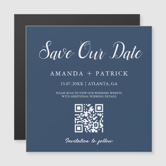 Neptune minimalistische QR-code bewaart de datumma (Voorkant / Achterkant)