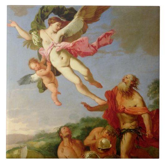 Neptune Nadering Coronis, 1665-70 (olie op canvas) Tegeltje (Voorkant)