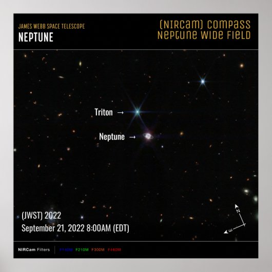 Neptune NIRCam Compass James Webb Telescope JWST Poster (Voorkant)