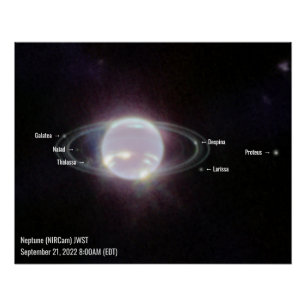 Neptune NIRCam Gelabeld Foto James Webb Telescope Perfect Poster