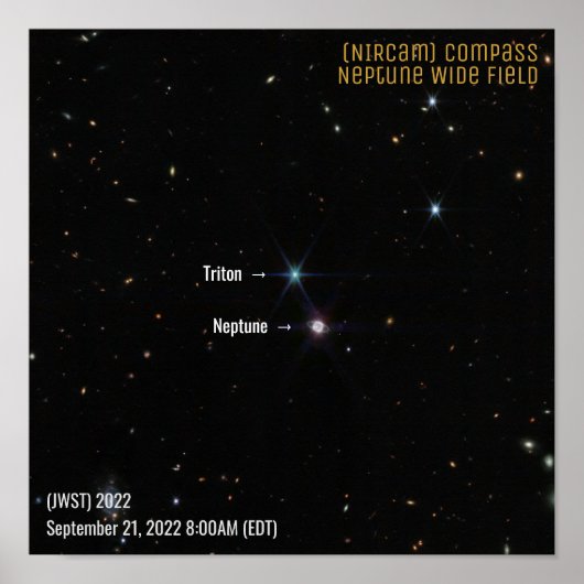 Neptune NIRCam Wide James Webb Telescope JWST Poster (Voorkant)