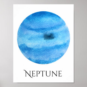 Neptune Planet Waterverf Poster