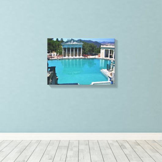 Neptune Pool op Hearst Castle, San Simeon, CA Canvas Afdruk (Insitu (Houten vloer))