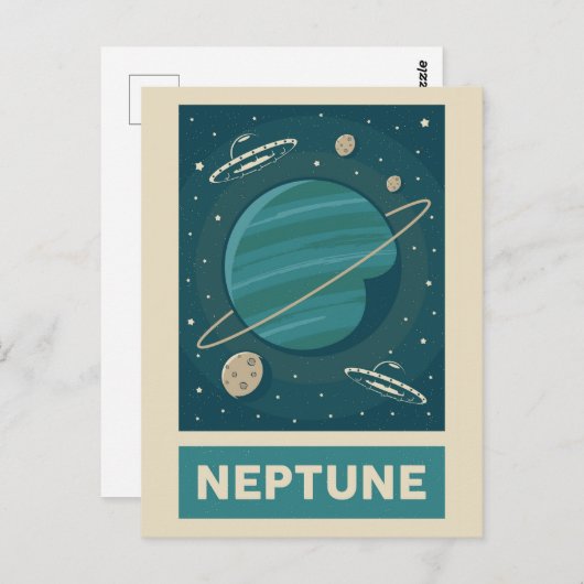 Neptune Retro Galaxy UFO Briefkaart (Voorkant / Achterkant)