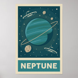 Neptune Retro Galaxy UFO-Poster Poster
