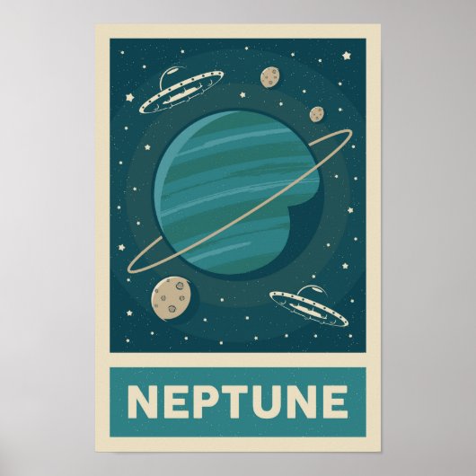 Neptune Retro Galaxy UFO-Poster Poster (Voorkant)