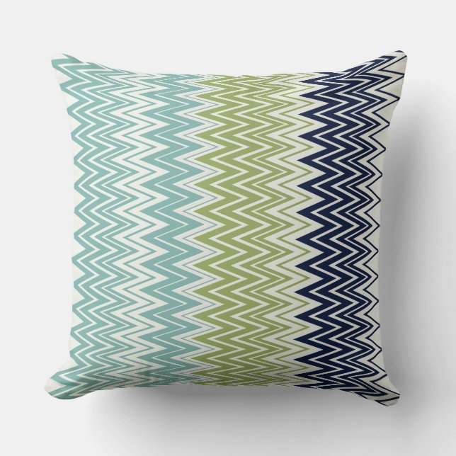 Neptune, Seashell, Green en Navy Zigzags Kussen (Voorkant)