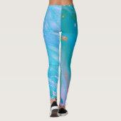 Neptune Sky Acryl Giet Aqua Blue Abstract Leggings (Achterkant)