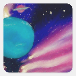 Neptune Space Universe Sky Stars Scifi Vierkante Sticker