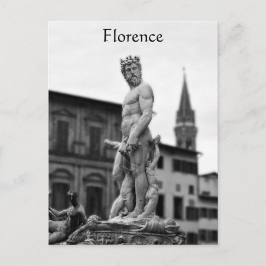 Neptune Statue, Florence, Italië, Briefkaart (Voorkant)