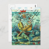 Neptune zit onder zonken wrakken briefkaart (Voorkant / Achterkant)