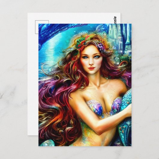 Neptunes dochter Fantasy Mermaid Art Briefkaart (Voorkant / Achterkant)