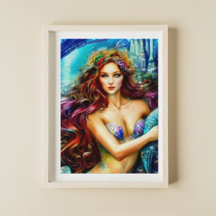 Neptunes dochter Fantasy Mermaid Art Poster