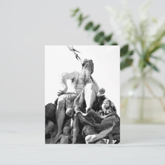 Neptunes fontein in Berlijn, Duitsland Briefkaart (Staand voorkant)