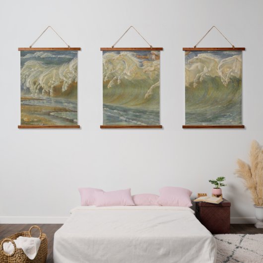 Neptunes paarden van Walter Crane Hangend Wandkleed (Slaapkamer)