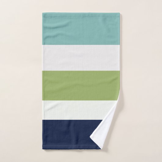 Neptunes, Seashell, Green and Navy Stripes Bad Handdoek (Handdoek)