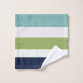 Neptunes, Seashell, Green and Navy Stripes Bad Handdoek (Wasdoekje)