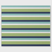 Neptunes, Seashell, Green and Navy Stripes Cadeaupapier (Vlak)