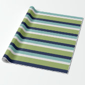 Neptunes, Seashell, Green and Navy Stripes Cadeaupapier (Uitgerold)