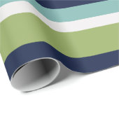Neptunes, Seashell, Green and Navy Stripes Cadeaupapier (Rol Hoek)