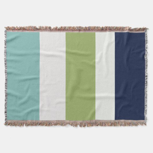 Neptunes, Seashell, Green and Navy Stripes Deken (Voorkant)