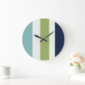 Neptunes, Seashell, Green and Navy Stripes Grote Klok (Huis)