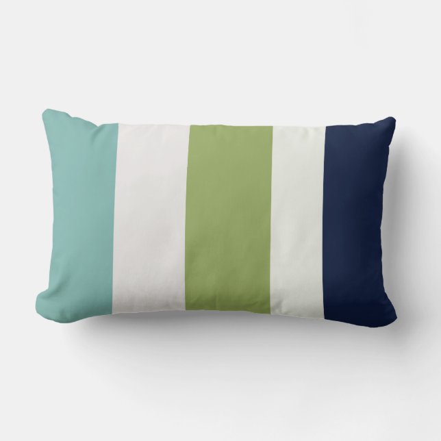 Neptunes, Seashell, Green and Navy Stripes Kussen (Voorkant)